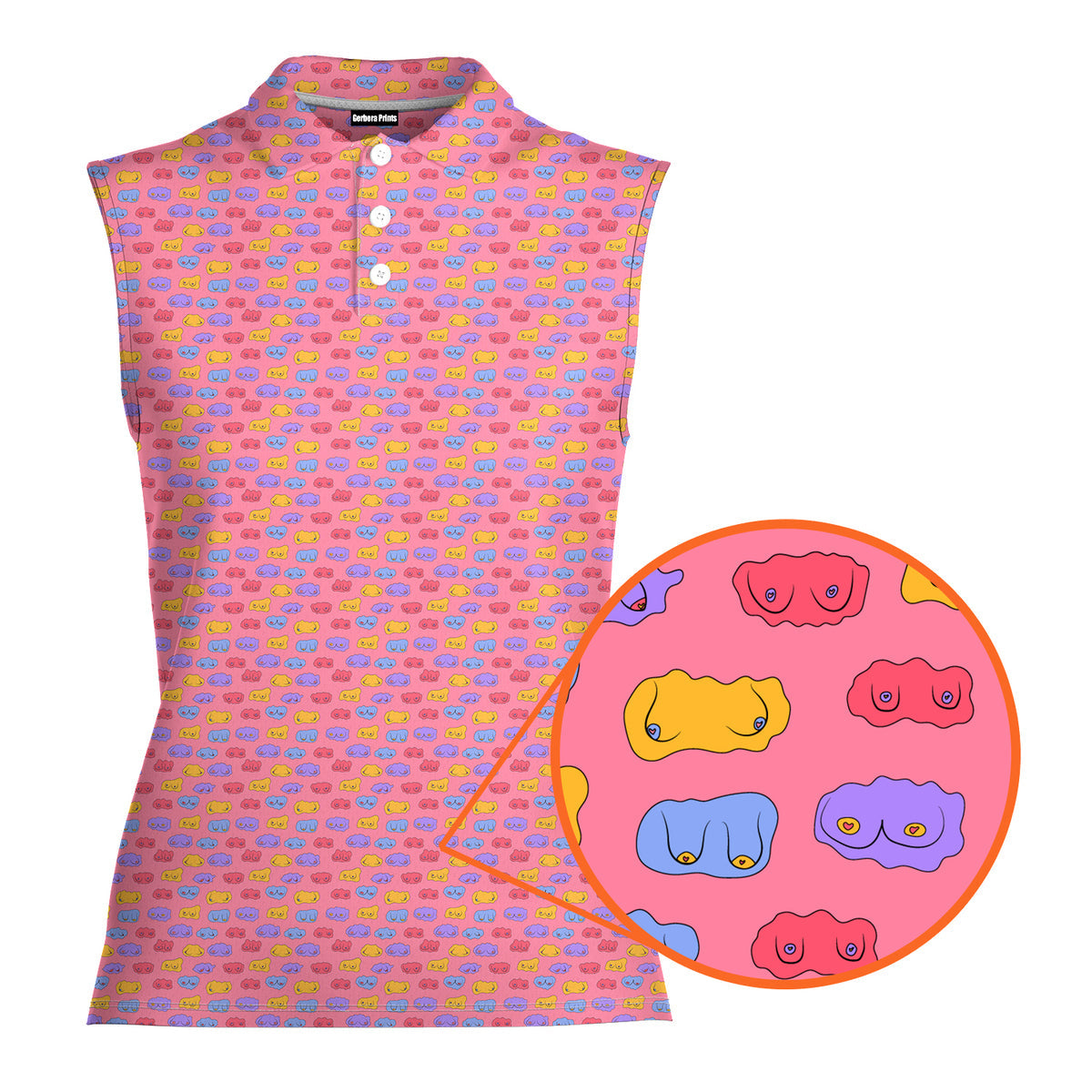 Snuggle Pups-Women Sleeveless Polo Shirt-Gerbera Prints
