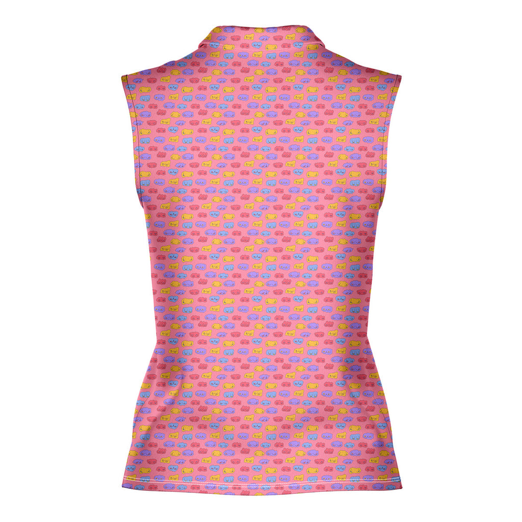 Snuggle Pups-Women Sleeveless Polo Shirt-Gerbera Prints