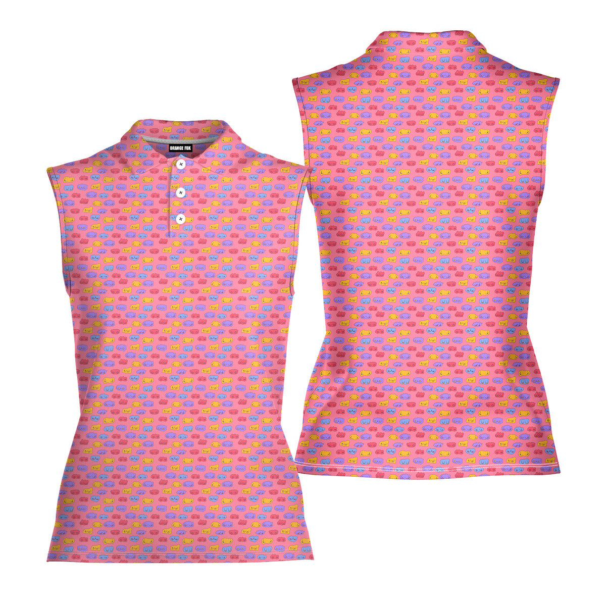 Snuggle Pups-Women Sleeveless Polo Shirt-Gerbera Prints