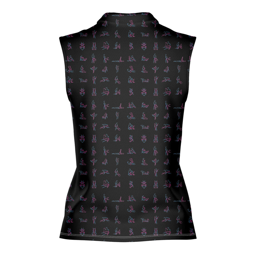Kama Sutra-Women Sleeveless Polo Shirt-Gerbera Prints