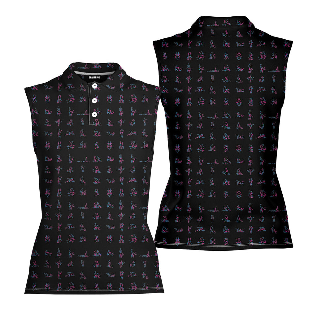 Kama Sutra-Women Sleeveless Polo Shirt-Gerbera Prints