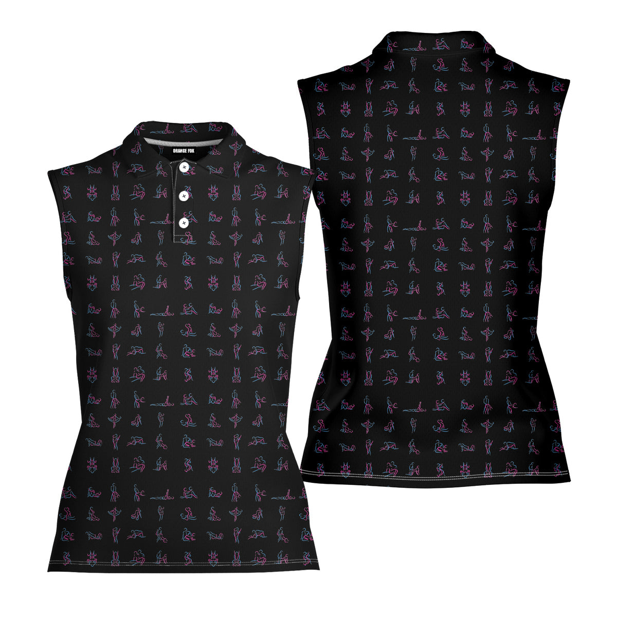 Kama Sutra-Women Sleeveless Polo Shirt-Gerbera Prints