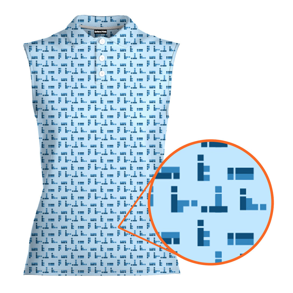 Puzzle Lovers-Women Sleeveless Polo Shirt-Gerbera Prints