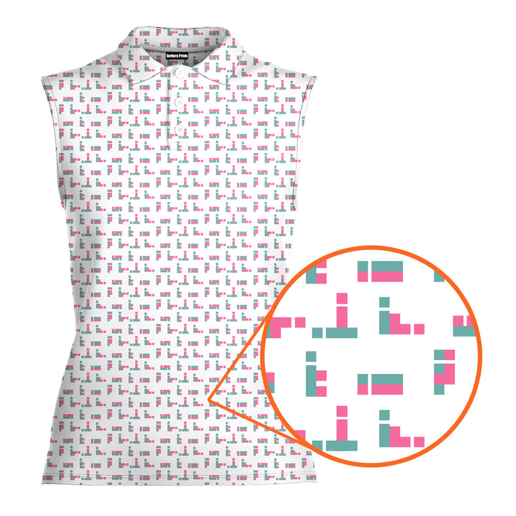 Puzzle Lovers-Women Sleeveless Polo Shirt-Gerbera Prints