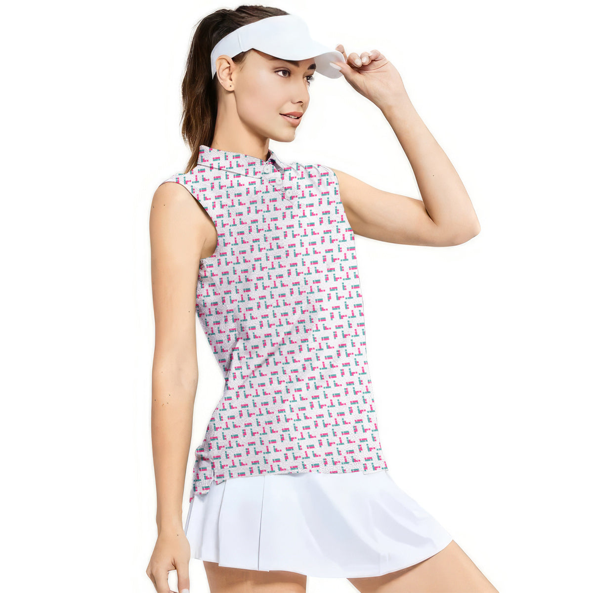Puzzle Lovers-Women Sleeveless Polo Shirt-Gerbera Prints