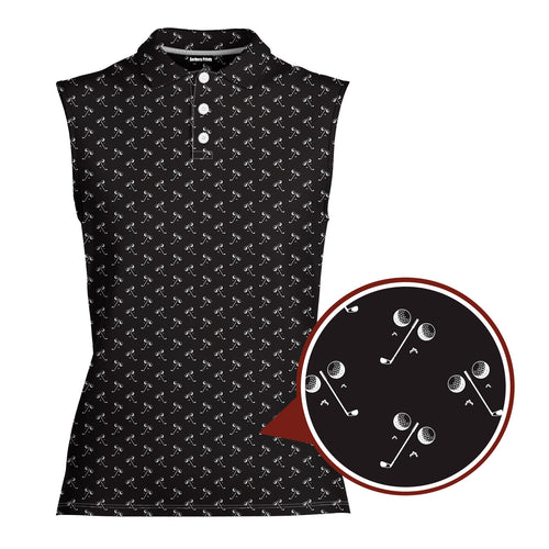 Ball & Wedge-Women Sleeveless Polo Shirt-Gerbera Prints