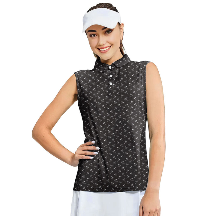 Ball & Wedge - Ladies Sleeveless Golf Polo Shirt 