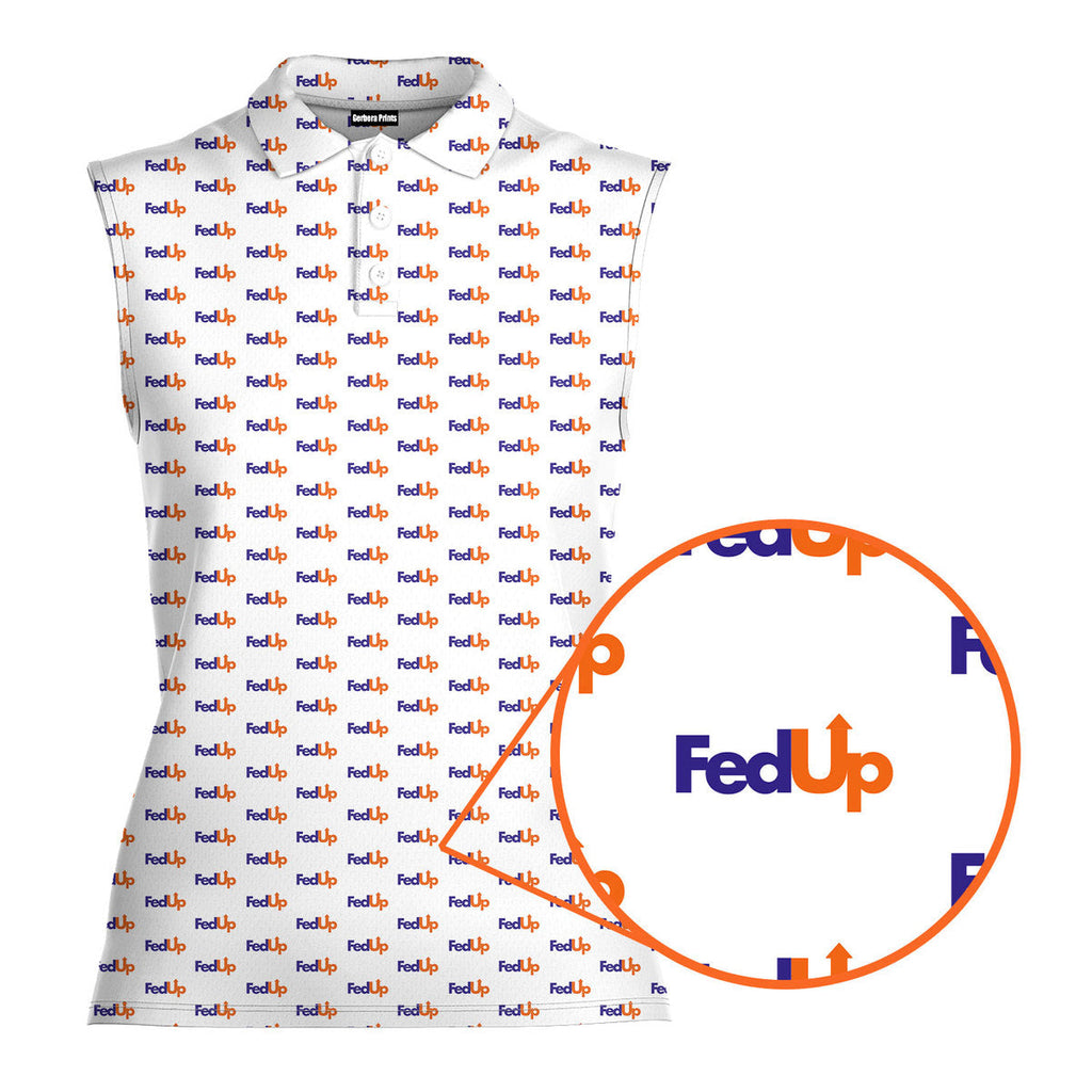 Fedup-Women Sleeveless Polo Shirt-Gerbera Prints