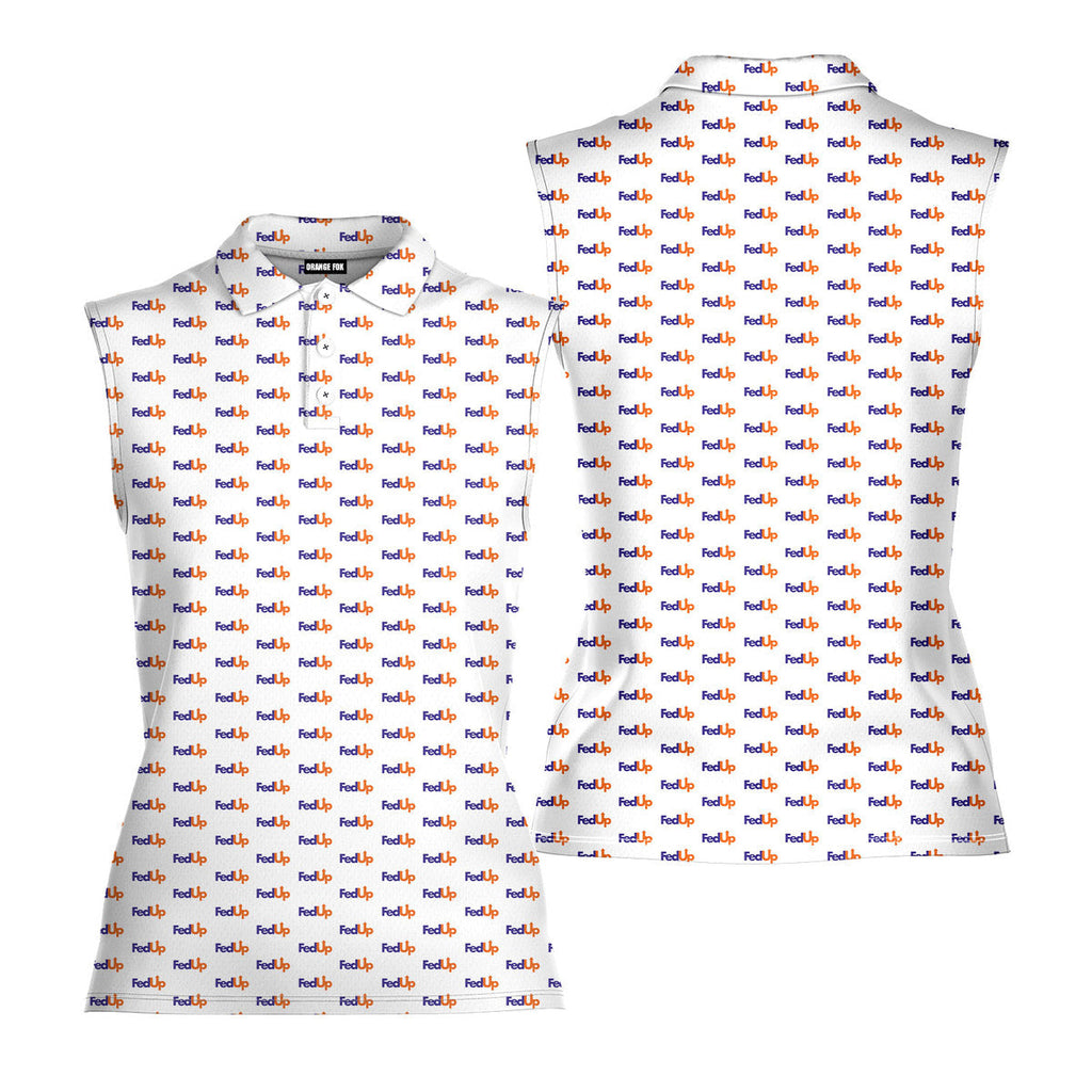 Fedup-Women Sleeveless Polo Shirt-Gerbera Prints