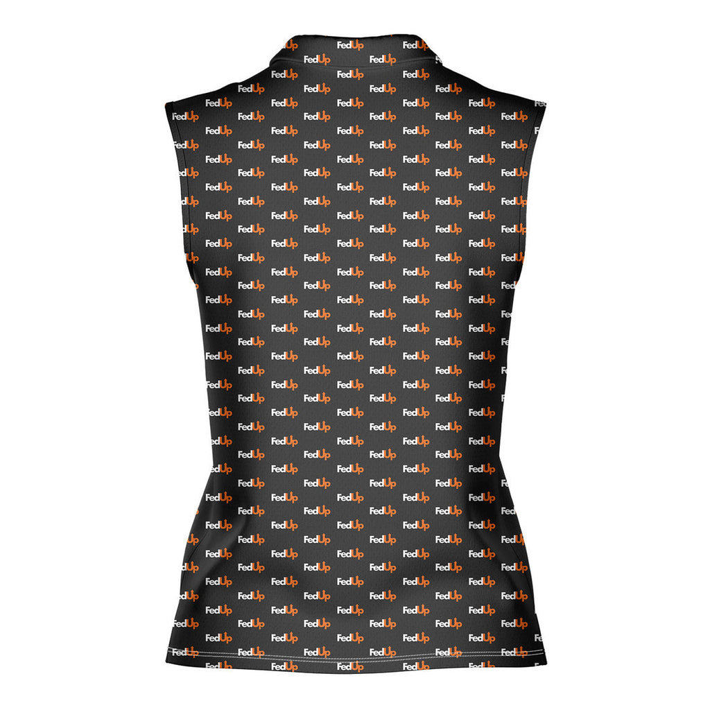 Fedup-Women Sleeveless Polo Shirt-Gerbera Prints