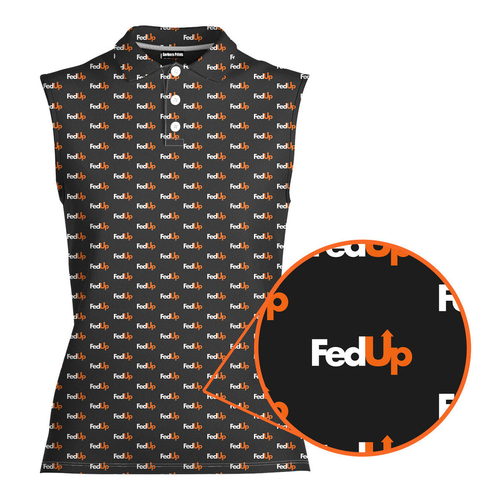 Fedup-Women Sleeveless Polo Shirt-Gerbera Prints