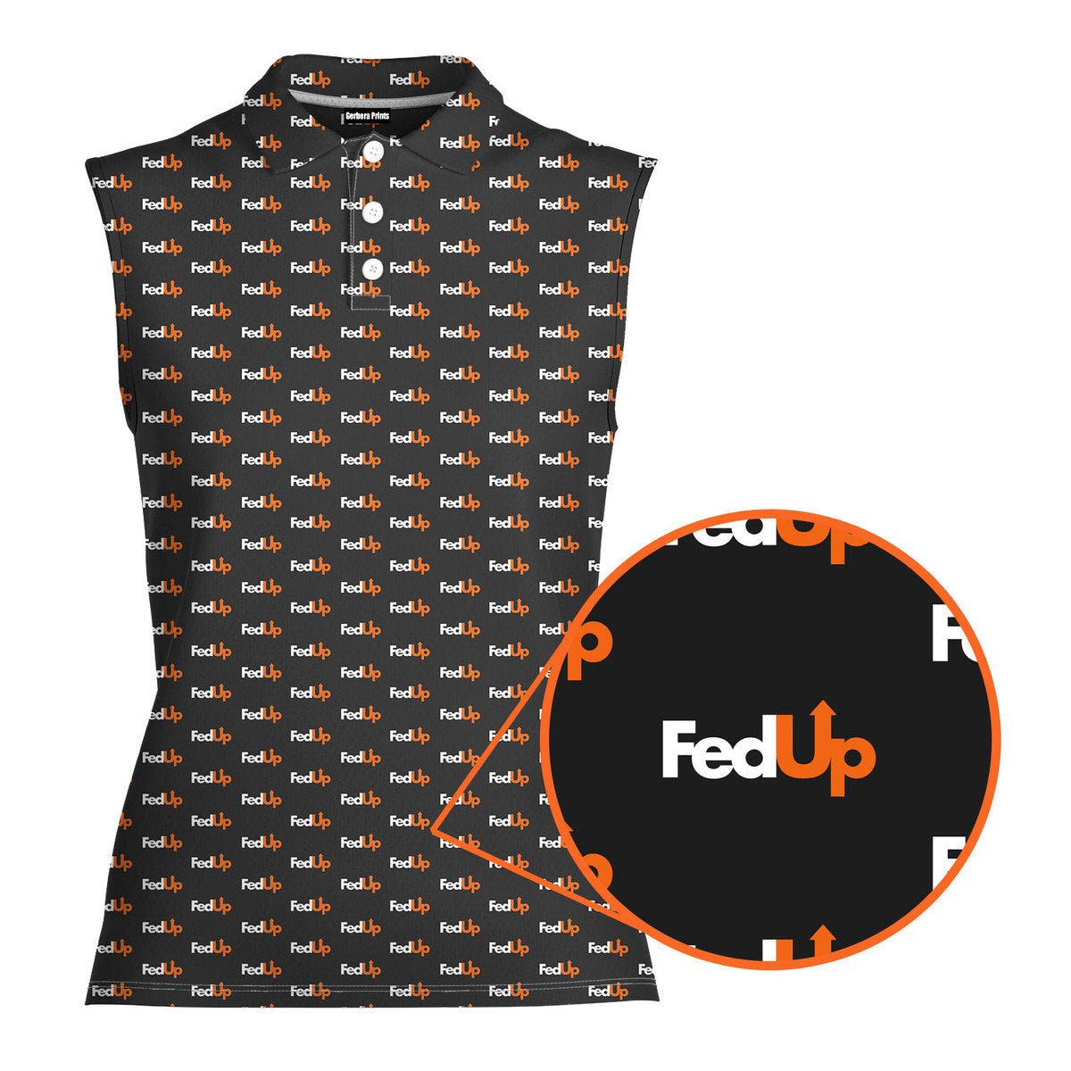 Fedup-Women Sleeveless Polo Shirt-Gerbera Prints