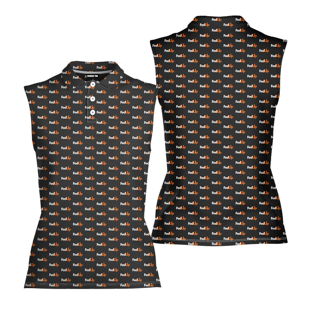 Fedup-Women Sleeveless Polo Shirt-Gerbera Prints