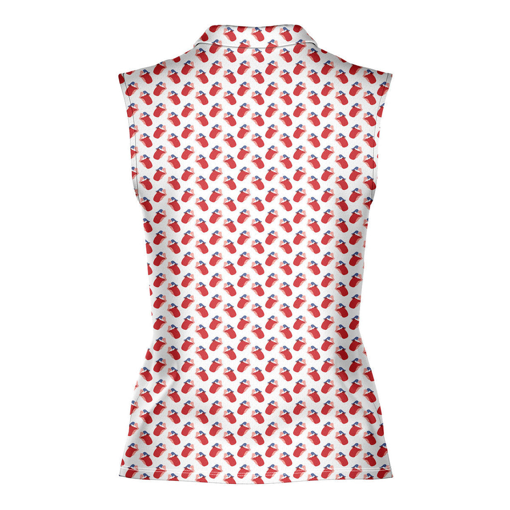 Greatest Lips American-Women Sleeveless Polo Shirt-Gerbera Prints