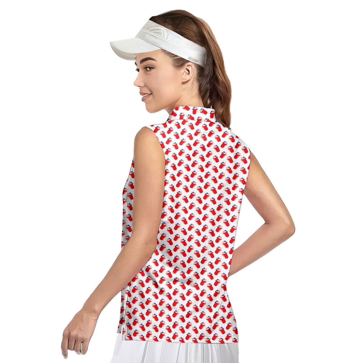 Greatest Lips American-Women Sleeveless Polo Shirt-Gerbera Prints