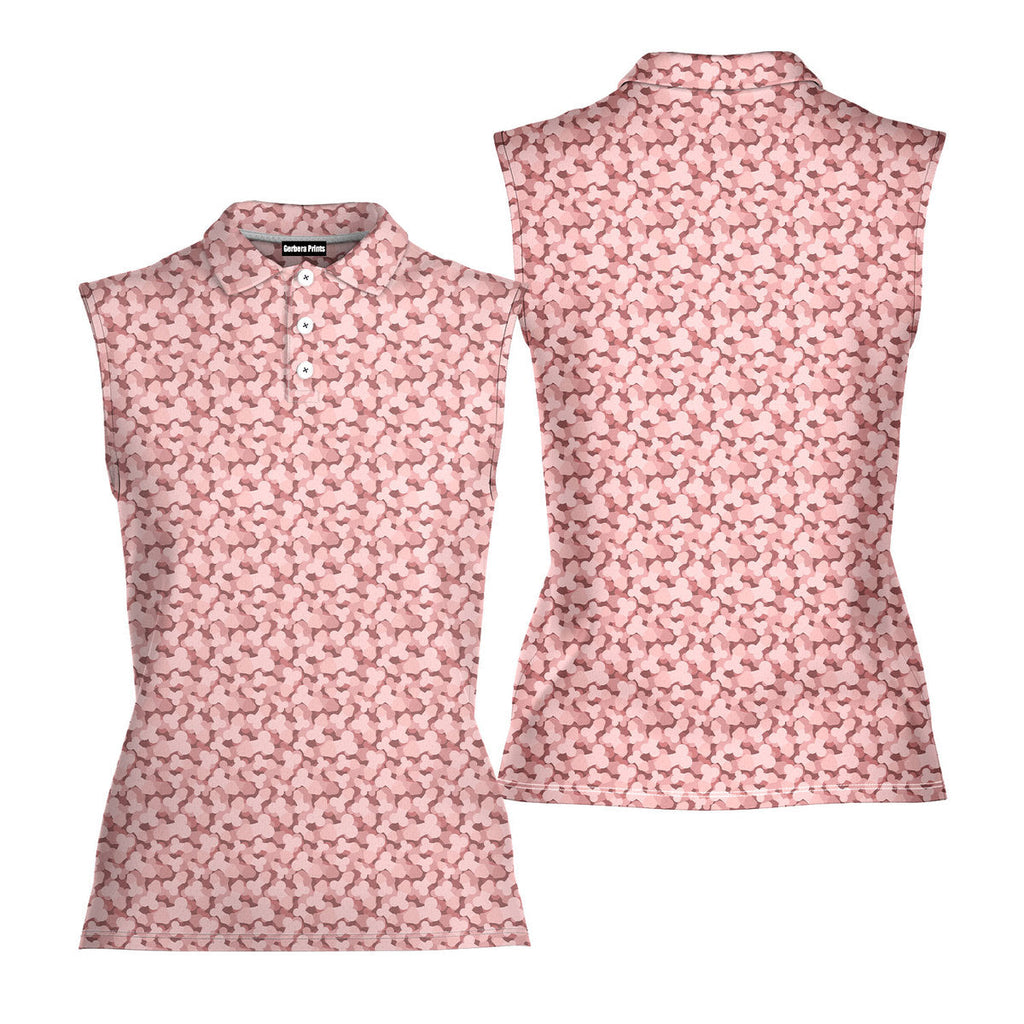 Frank and Beans Pink-Women Sleeveless Polo Shirt-Gerbera Prints