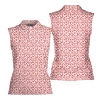 Frank and Beans Pink-Women Sleeveless Polo Shirt-Gerbera Prints