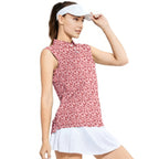 Frank and Beans Pink-Women Sleeveless Polo Shirt-Gerbera Prints