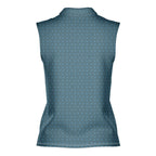 Frank and Beans Blue-Women Sleeveless Polo Shirt-Gerbera Prints