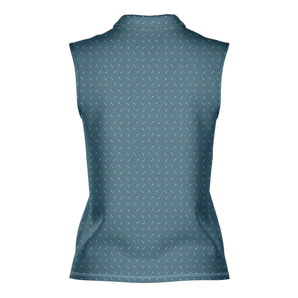 Frank and Beans Blue-Women Sleeveless Polo Shirt-Gerbera Prints