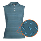 Frank and Beans Blue-Women Sleeveless Polo Shirt-Gerbera Prints