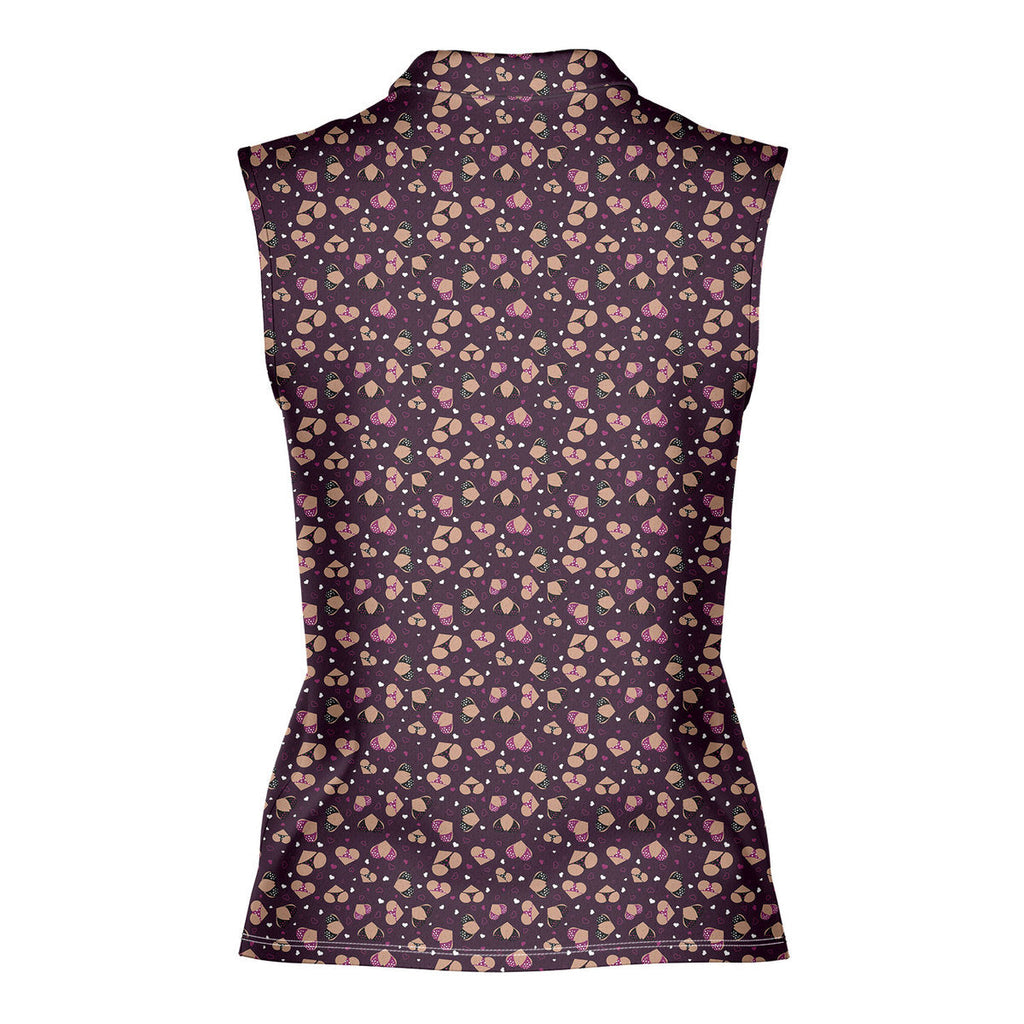Hearts Like Bust-Women Sleeveless Polo Shirt-Gerbera Prints