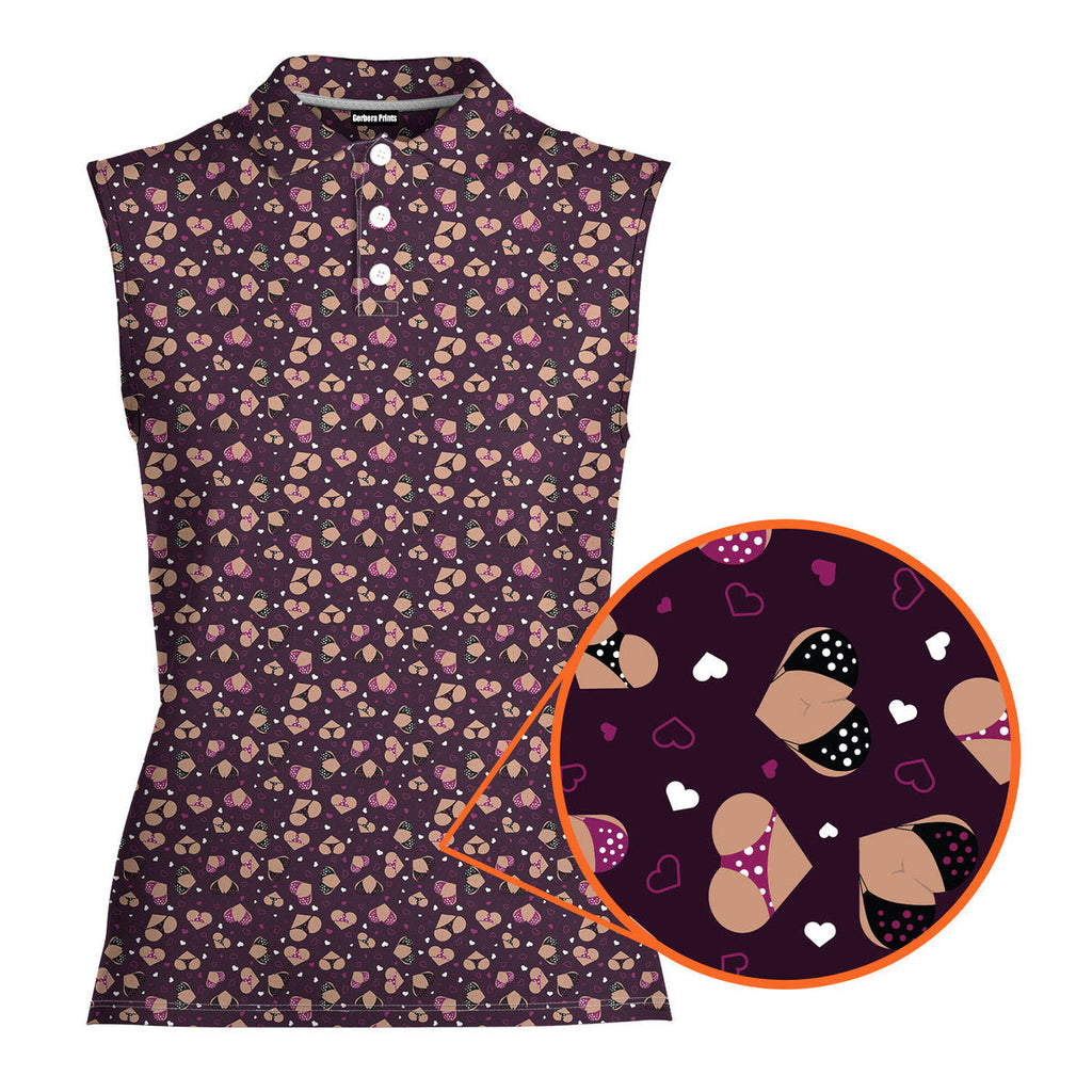 Hearts Like Bust-Women Sleeveless Polo Shirt-Gerbera Prints