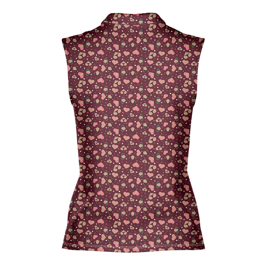 Hearts Like Bust-Women Sleeveless Polo Shirt-Gerbera Prints