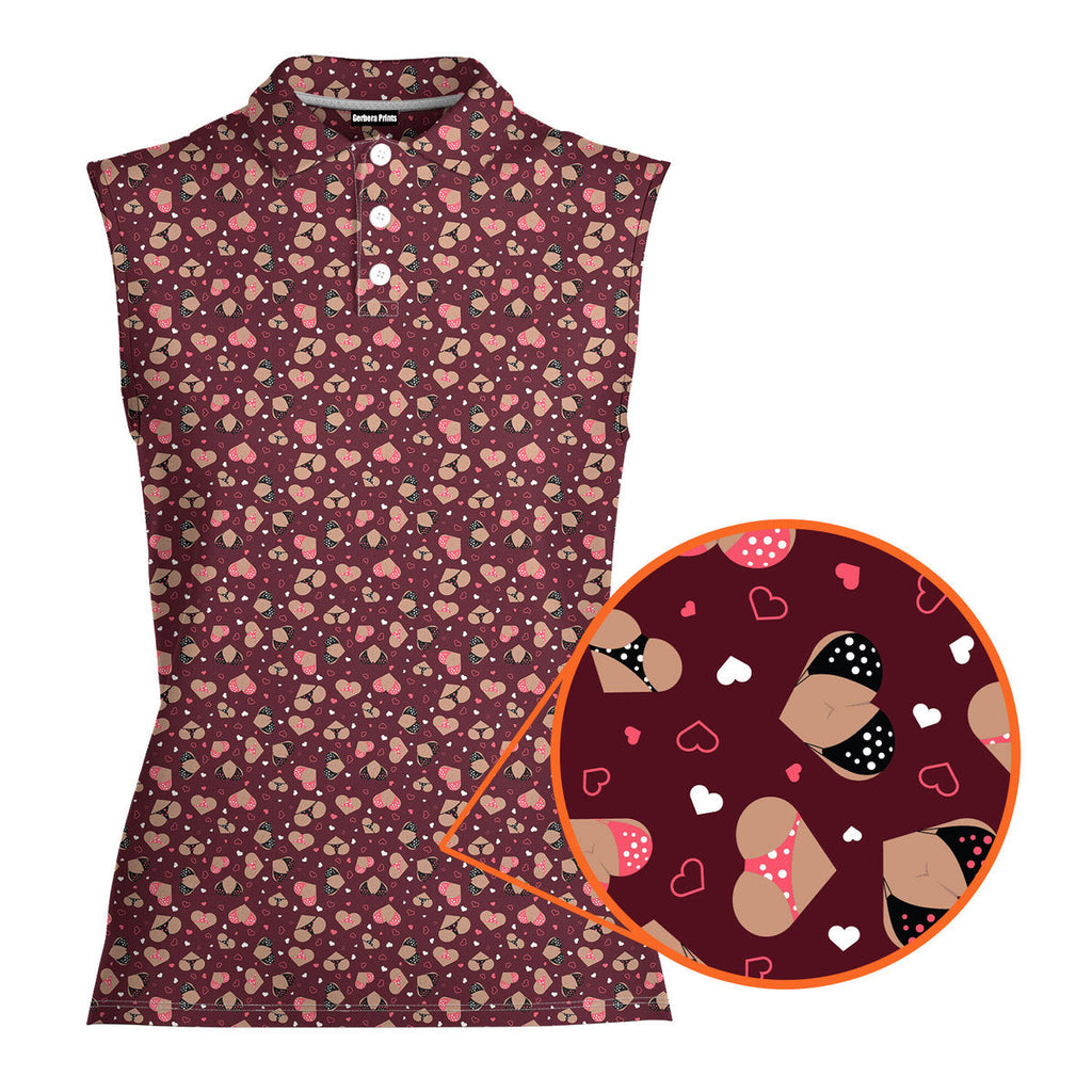 Hearts Like Bust-Women Sleeveless Polo Shirt-Gerbera Prints