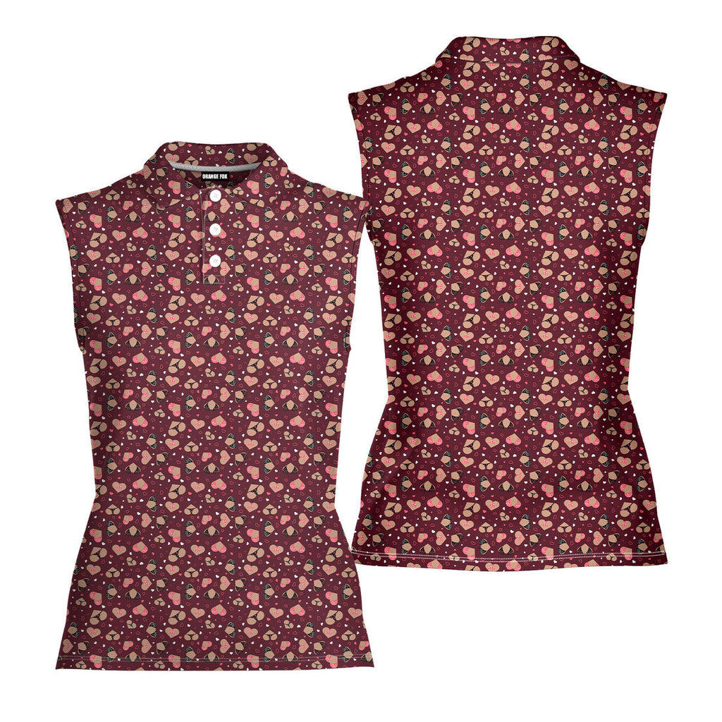 Hearts Like Bust-Women Sleeveless Polo Shirt-Gerbera Prints