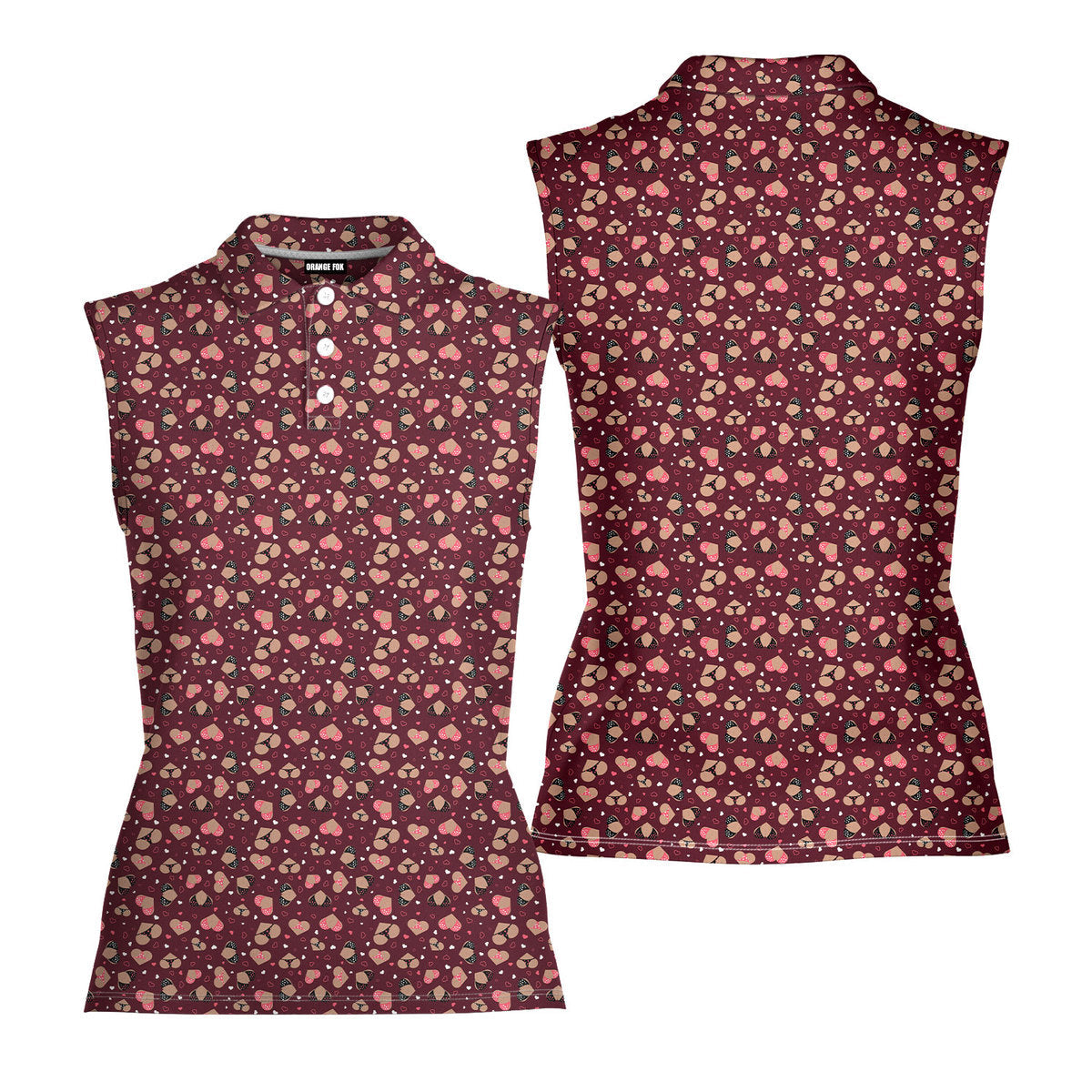 Hearts Like Bust-Women Sleeveless Polo Shirt-Gerbera Prints