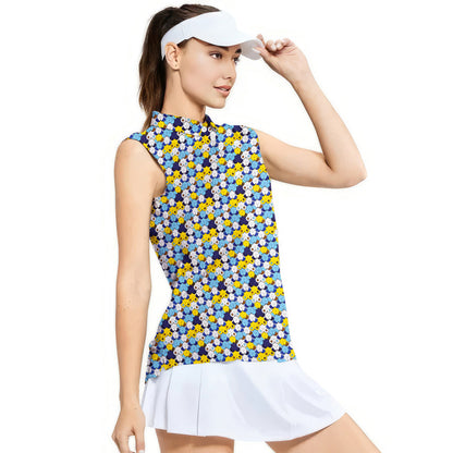 My Eyes Are Up Here Oktorberfest - Ladies Sleeveless Golf Polo Shirt