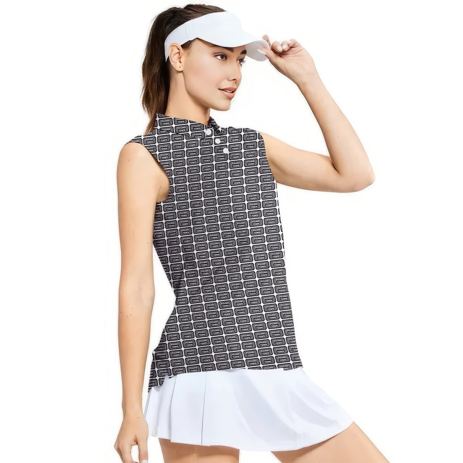 Pound Town-Women Sleeveless Polo Shirt-Gerbera Prints
