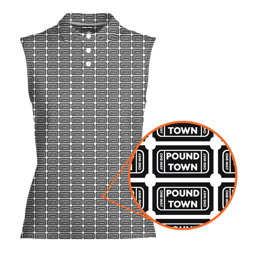 Pound Town-Women Sleeveless Polo Shirt-Gerbera Prints