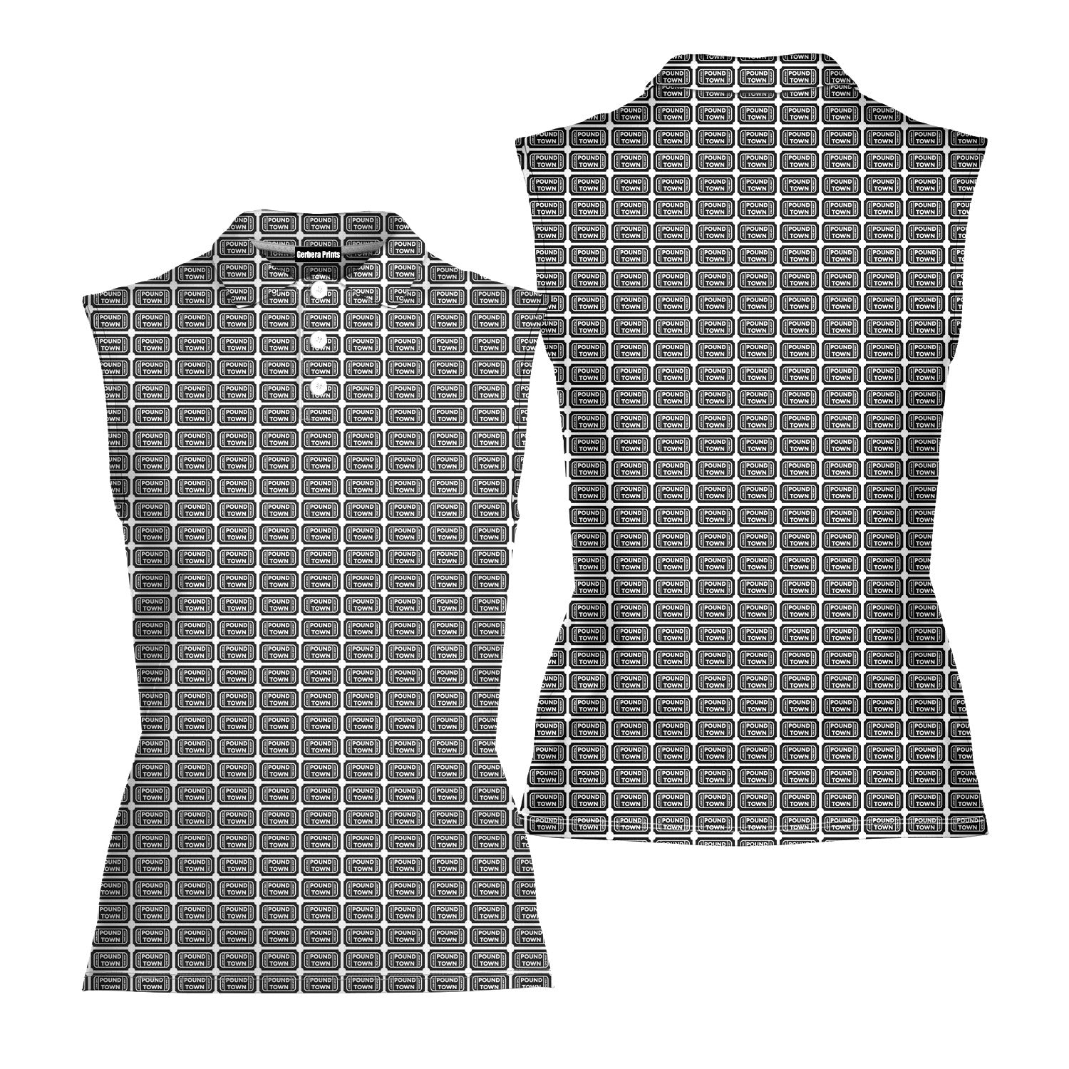 Pound Town-Women Sleeveless Polo Shirt-Gerbera Prints
