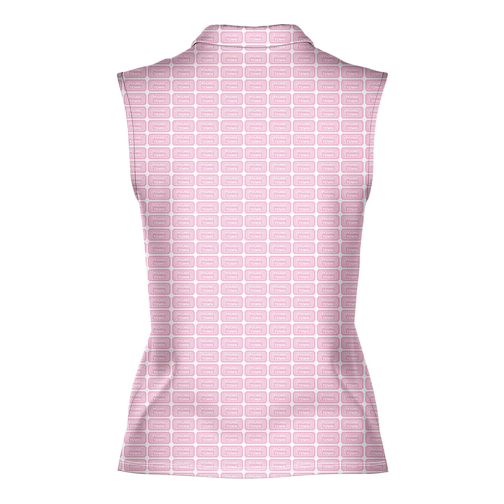 Pound Town-Women Sleeveless Polo Shirt-Gerbera Prints