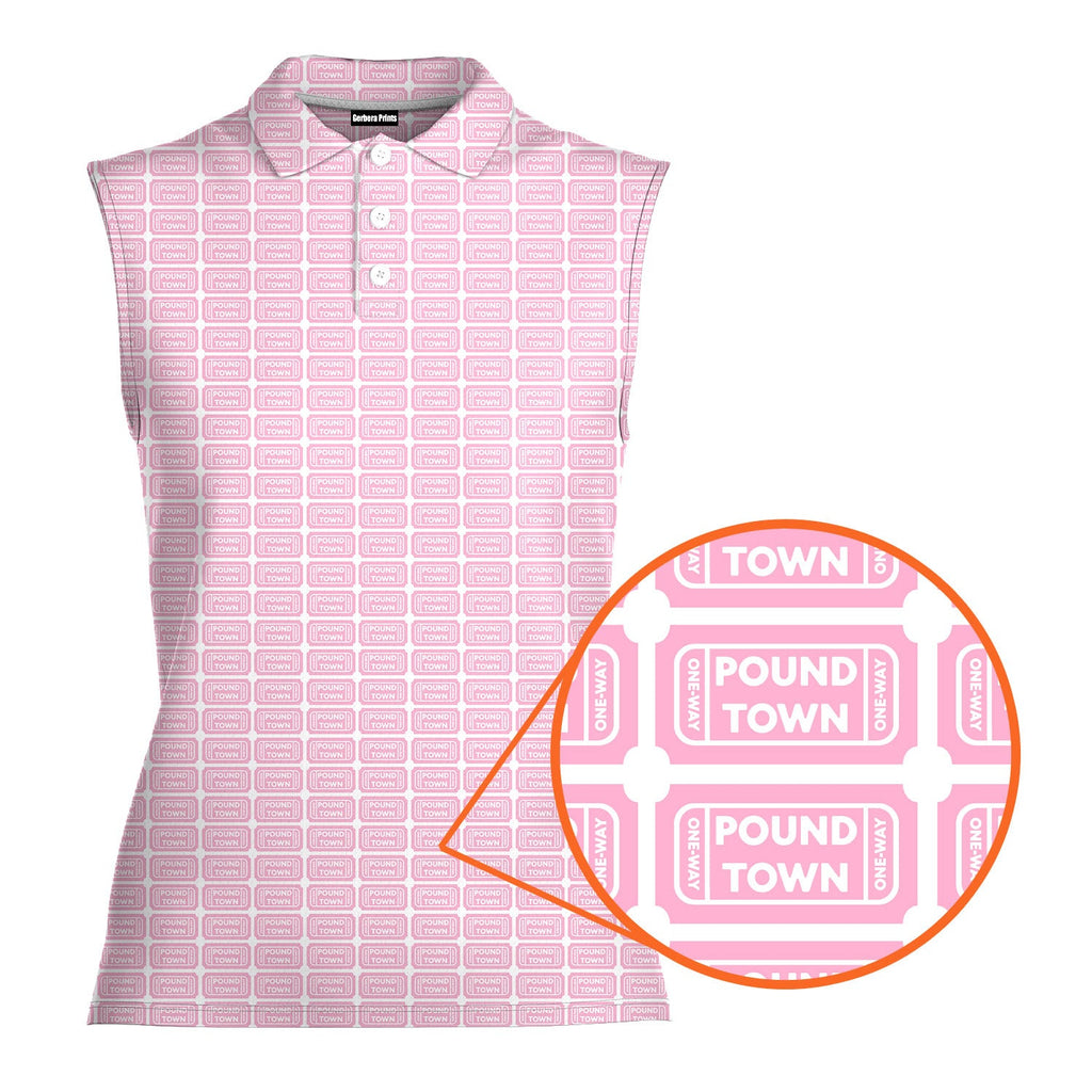 Pound Town-Women Sleeveless Polo Shirt-Gerbera Prints