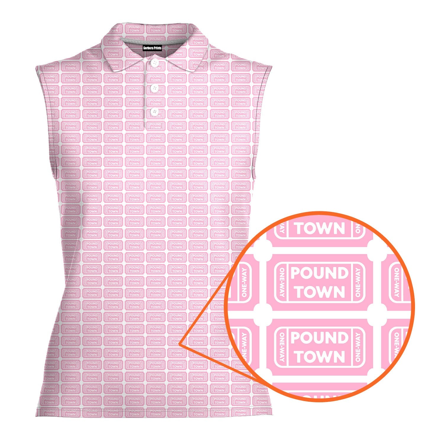 Pound Town-Women Sleeveless Polo Shirt-Gerbera Prints