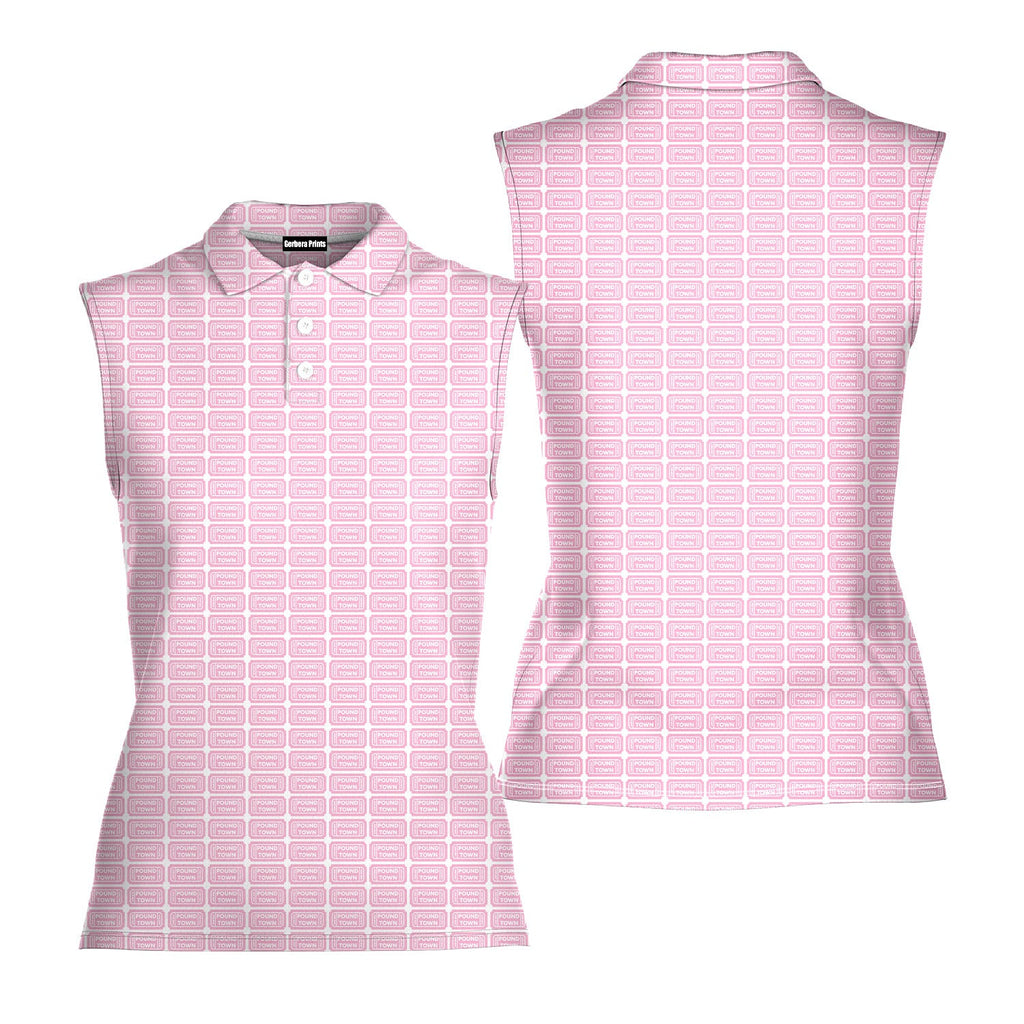 Pound Town-Women Sleeveless Polo Shirt-Gerbera Prints