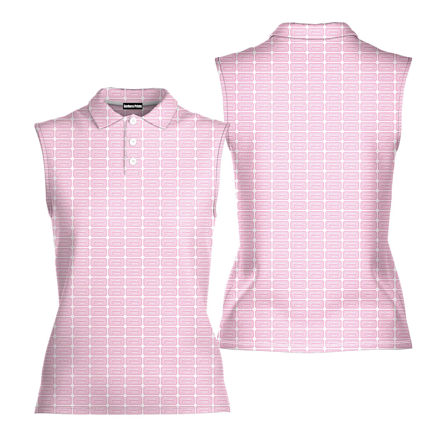 Pound Town-Women Sleeveless Polo Shirt-Gerbera Prints