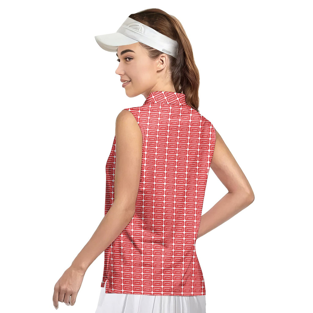 Pound Town-Women Sleeveless Polo Shirt-Gerbera Prints