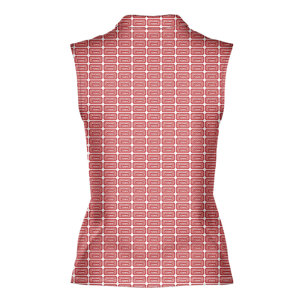 Pound Town-Women Sleeveless Polo Shirt-Gerbera Prints