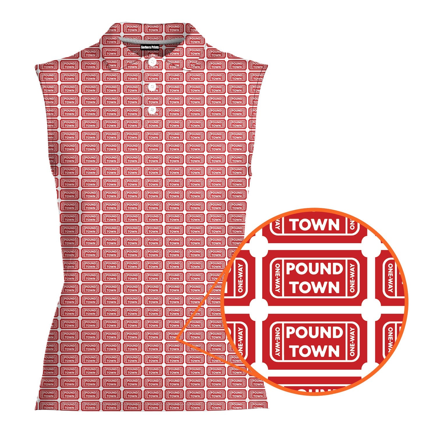 Pound Town-Women Sleeveless Polo Shirt-Gerbera Prints