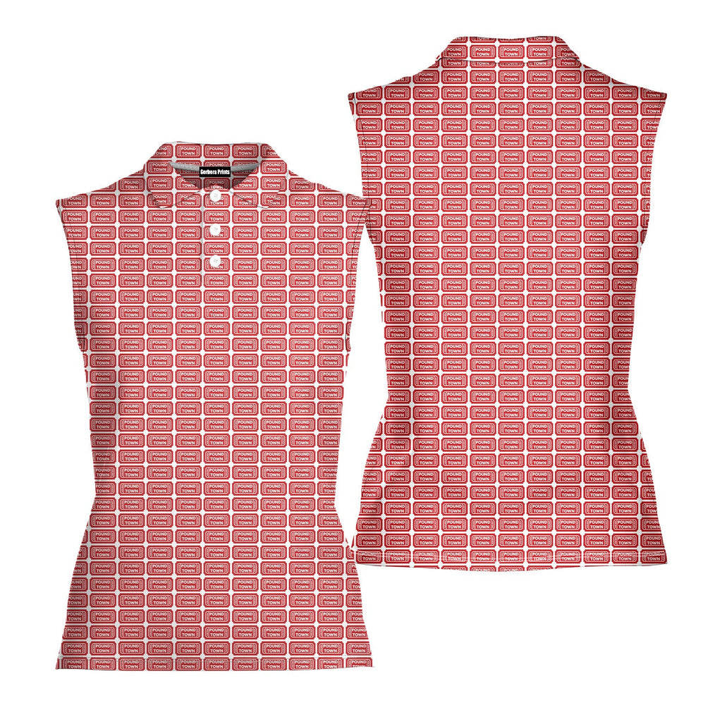 Pound Town-Women Sleeveless Polo Shirt-Gerbera Prints