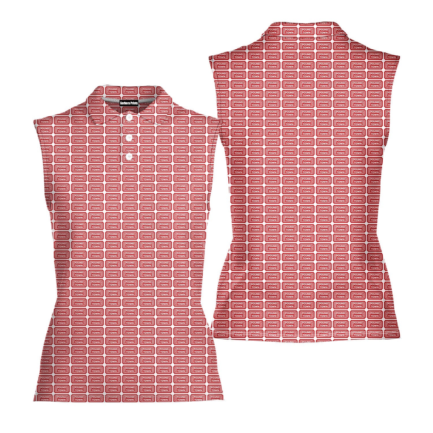 Pound Town-Women Sleeveless Polo Shirt-Gerbera Prints