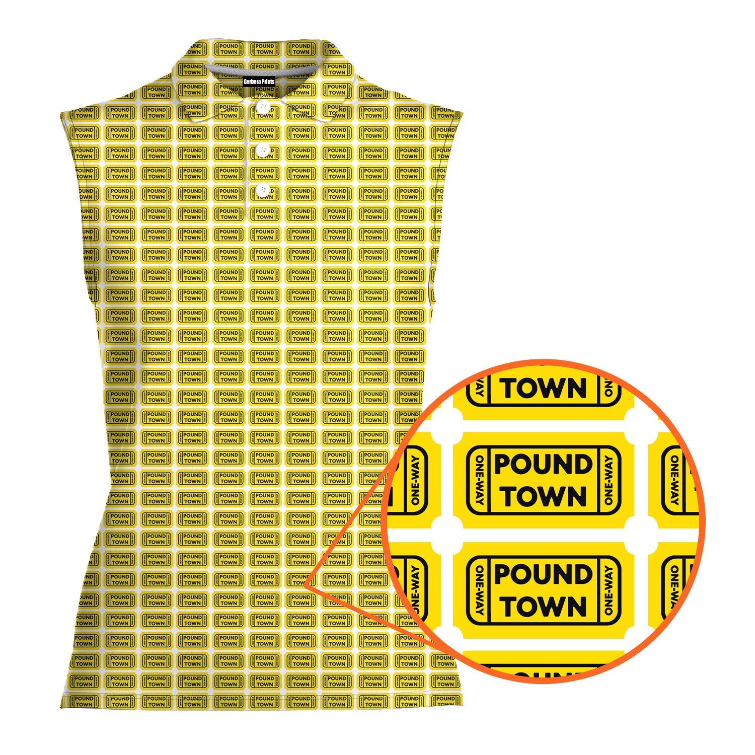 Pound Town-Women Sleeveless Polo Shirt-Gerbera Prints