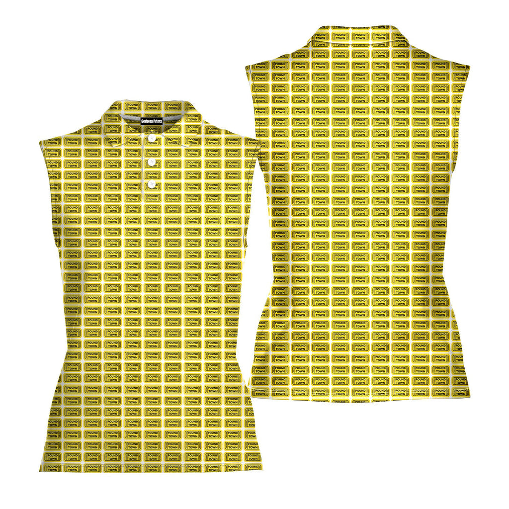 Pound Town-Women Sleeveless Polo Shirt-Gerbera Prints