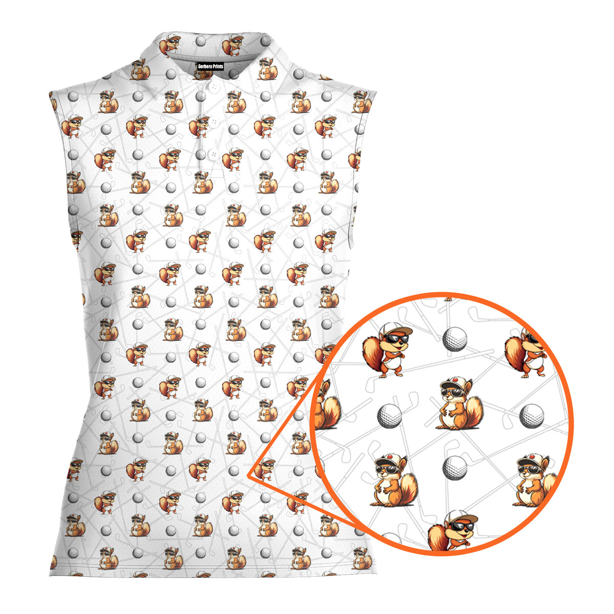 Squirrel-Women Sleeveless Polo Shirt-Gerbera Prints