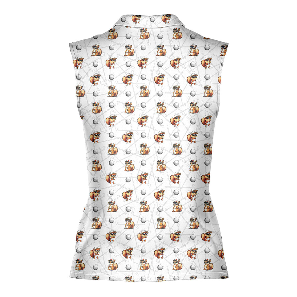 Squirrel-Women Sleeveless Polo Shirt-Gerbera Prints