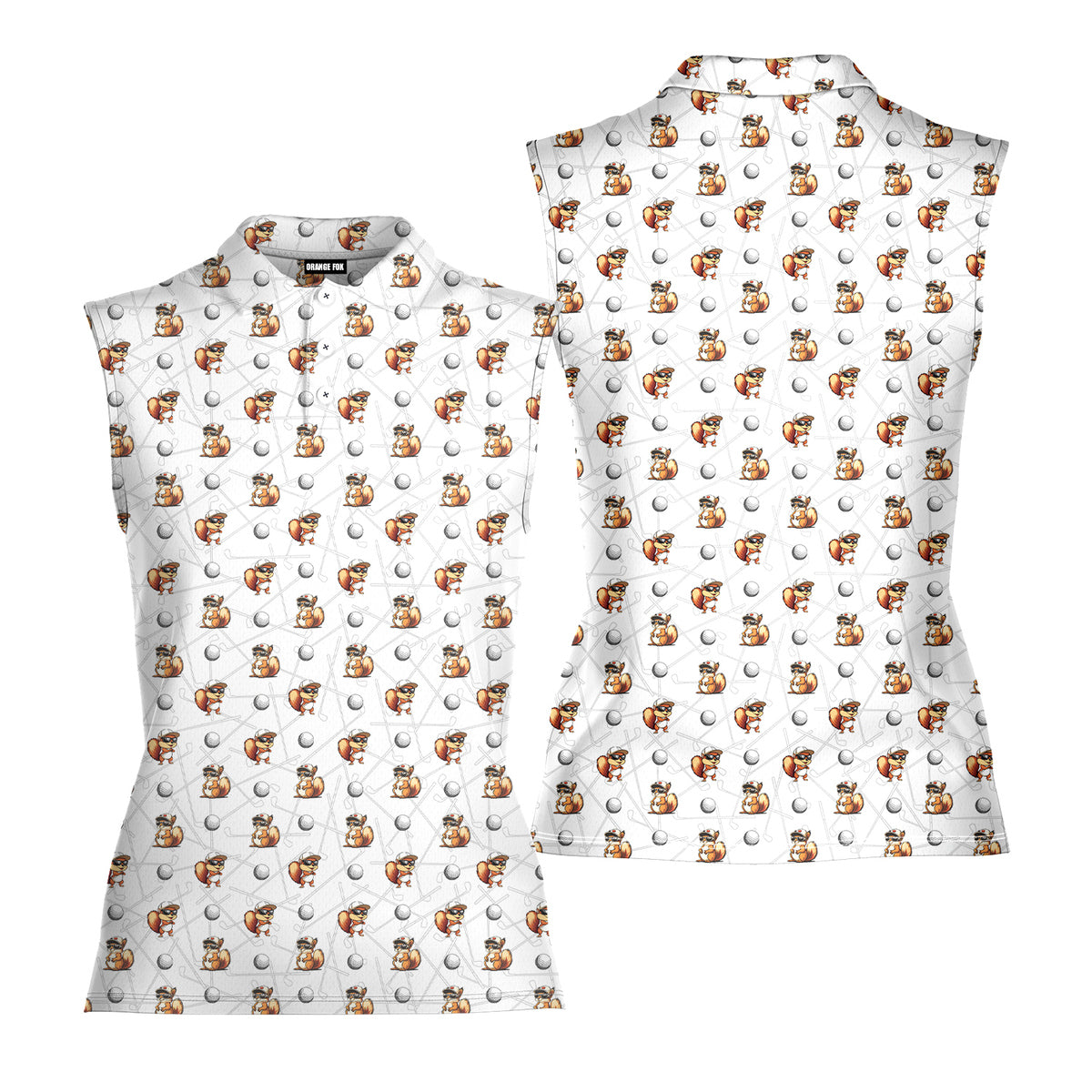 Squirrel-Women Sleeveless Polo Shirt-Gerbera Prints